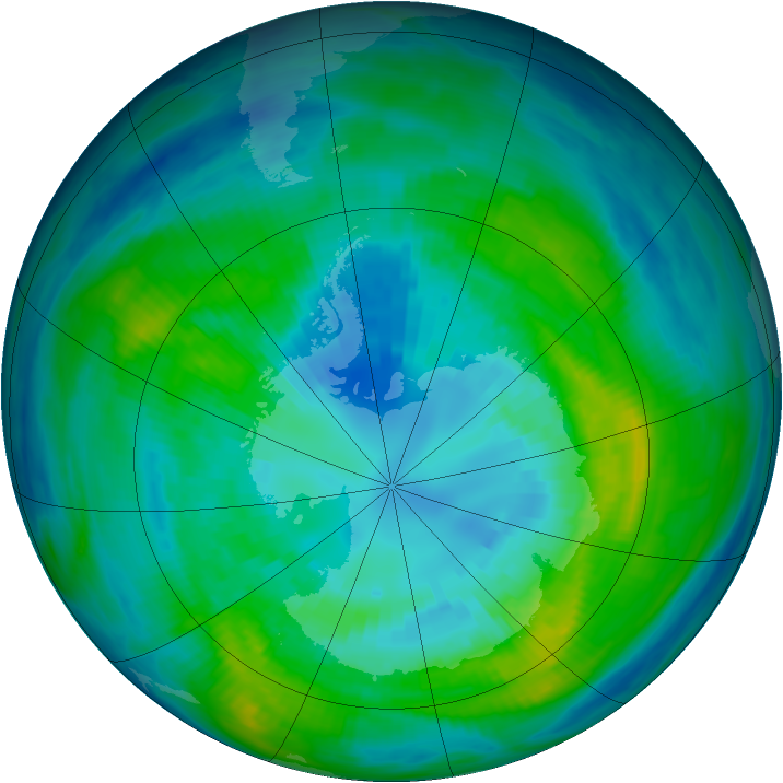 Antarctic ozone map for 07 April 1983